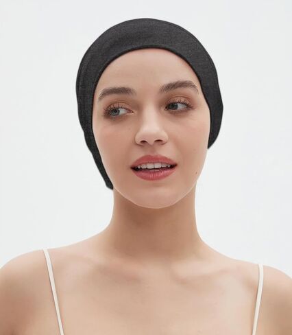 Satin Bonnet for Sleeping Night Cap, Satin Lined Silk Bonnet Large Sleep Cap for Curly Braids Hair Beanie Black Women in Kuwait