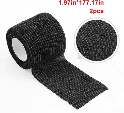 Car Steering Wheel Cover Wrap Tape, 2PCS Non-Slip Sweat-Absorbent Steering Wheel Protective Strap Bandage, Breathable Vehicle Interior Accessories, Universal for SUV RV Truck (Black) in Saudi Arabia