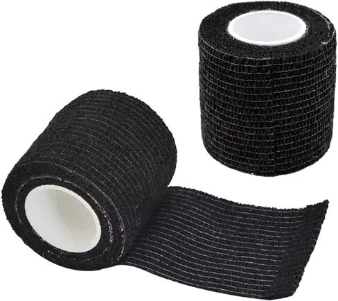 Car Steering Wheel Cover Wrap Tape, 2PCS Non-Slip Sweat-Absorbent Steering Wheel Protective Strap Bandage, Breathable Vehicle Interior Accessories, Universal for SUV RV Truck (Black) in Saudi Arabia