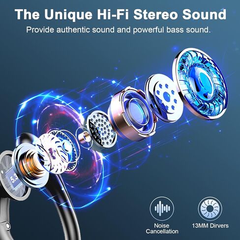 Wireless Earbuds, Bluetooth 5.3 Headphones Stereo Bass with Noise Cancelling Mic, 48Hrs Playtime in Ear Ear Buds with LED Power Display Charging Case, IPX7 Waterproof Earphones for Android iOS Sports in Saudi Arabia