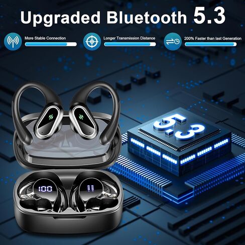 Wireless Earbuds, Bluetooth 5.3 Headphones Stereo Bass with Noise Cancelling Mic, 48Hrs Playtime in Ear Ear Buds with LED Power Display Charging Case, IPX7 Waterproof Earphones for Android iOS Sports in Saudi Arabia