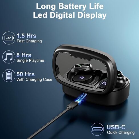 Wireless Earbuds, Bluetooth 5.3 Headphones Stereo Bass with Noise Cancelling Mic, 48Hrs Playtime in Ear Ear Buds with LED Power Display Charging Case, IPX7 Waterproof Earphones for Android iOS Sports in Saudi Arabia