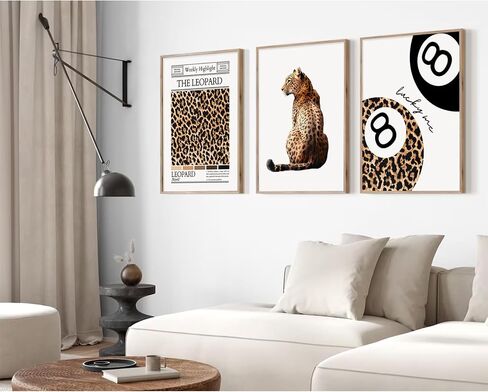 Cheetah Trendy Wall Art Preppy Leopard Canvas Print Cheetah Room Wall Decor 8 Ball Poster Y2k Pink Coquette Luxury Print Lucky Aesthetic Fashion Pictures for Bedroom 12x16x3 Inch Unframed in Saudi Arabia