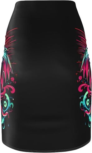 تنورة التنين النيون - تنورة قلم رصاص شرس وملونة - حلم عشاق الخيال - PCH Artwear in Kuwait
