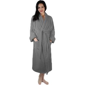 BLUENILEMILLS Traditional Home and Bath Collection, Women's Cozy and Absorbent Turkish Cotton Bathrobe, Large/Extra Large, Gray in Saudi Arabia