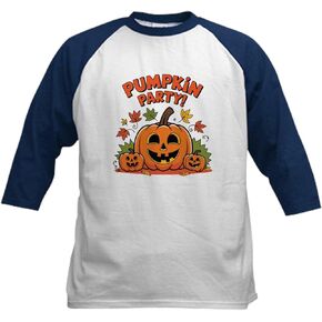 Cafepress Pumpkin Party Design - Halloween Fun Kids Baseball T Shirt Kids Cotton Baseball Jersey ، 3/4 Raglan Sleeve Shirt in Kuwait