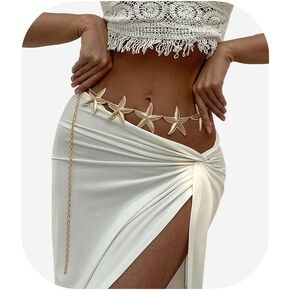 Summer Big Starfish Waist Chains Belt Beach 43in Long Metal Starfish Belly Belt Bikini Body Chain Jewelry for Women in Kuwait