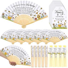 25 مجموعة حفلات استحمام الطفل للضيوف قابلة للطي على مشجعي الورق رسالة من عشاق Bump Bamboo Handheld مع Tags You Tags Organza Bags Sender Canner Party Supplies (Butterfly) in Saudi Arabia
