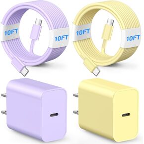 Compatible with iPhone15/16 Charger Fast Charging,20W Dual USB C Charger Block with Two 10FT USB C-C Charging Cables with Phone 15/16Pro Max/16Plus,15Plus/15Pro/15Pro Max,Pad Pro/Air,(2Pack,Black) in Saudi Arabia