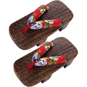 ARTIBETTER Womens Slippers Japanese Wooden Clogs Floral Geta Sandals Geisha Cosplay Clog Shoes Kimono Costume Accessories for Women Girls Size 38 Clogs Home Slippers in Saudi Arabia