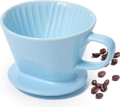 Pour Over Coffee Dripper, Ceramic Pour Over Coffee Maker with 3 Holes Flat Bottom, Easy Manual Brew Maker, Porcelain Slow Filter Cone for Travel, Camping, Office, Home, GR in Saudi Arabia