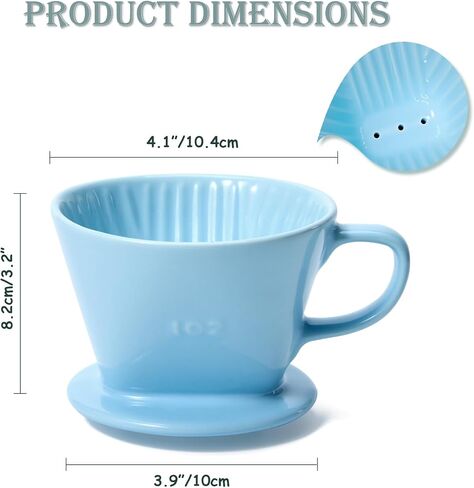 Pour Over Coffee Dripper, Ceramic Pour Over Coffee Maker with 3 Holes Flat Bottom, Easy Manual Brew Maker, Porcelain Slow Filter Cone for Travel, Camping, Office, Home, GR in Saudi Arabia
