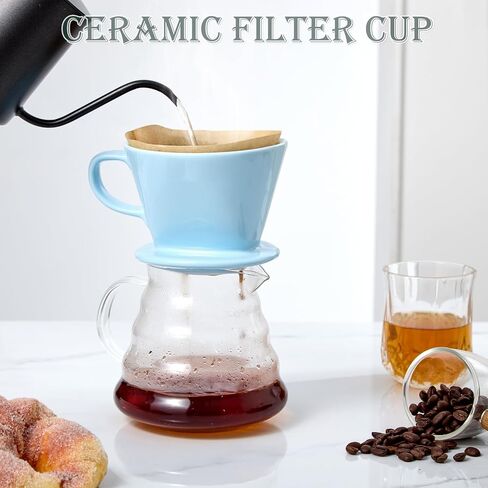 Pour Over Coffee Dripper, Ceramic Pour Over Coffee Maker with 3 Holes Flat Bottom, Easy Manual Brew Maker, Porcelain Slow Filter Cone for Travel, Camping, Office, Home, GR in Saudi Arabia