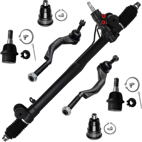 Detroit Axle - Front 7pc Rack and Pinion Kit for Chevy Trailblazer ext SSR GMC Envoy XL XL Buick Rainier Isuzu Ascender Saab 9-7x ، 1 Rack -Power Deving and Pinion 2 Tie Rods 4 Ball Combints in Saudi Arabia