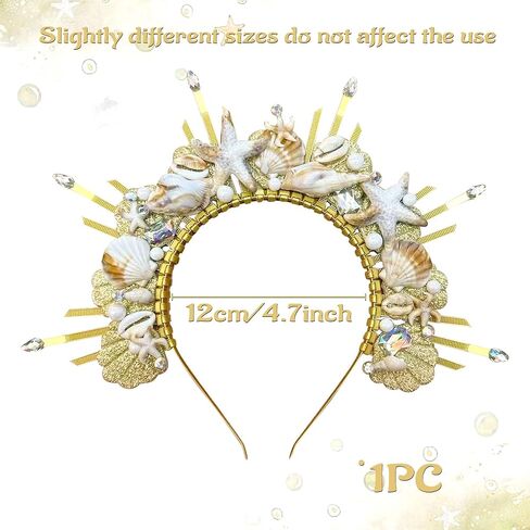 JeVenis Mermaid Crown Headband Seashell Crown Siren Costume Women Gold Halo Headpiece for Mermaid Sirens Goddess Cosplay Renaissance in Saudi Arabia
