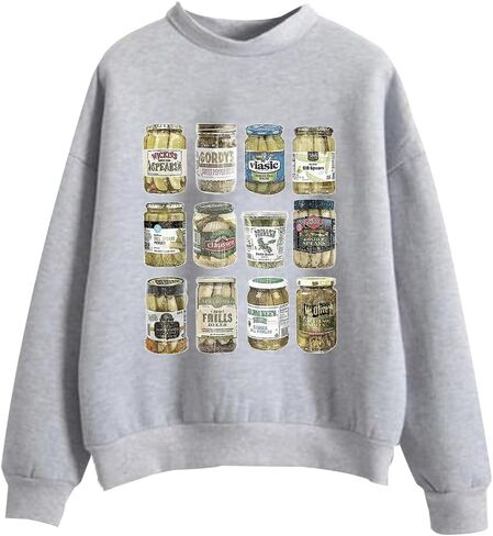 Diommell Vintage Canned Pickles Crewneck Sweatshirts Pickle Jar Sweatshirts Canning Season Switchert in Kuwait