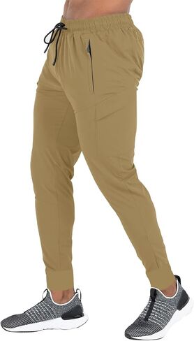 Yousify Mens Sweatpants Athletic Jogger Pants Drawstring Elastic Waist Workout Sports Track Pants with Zipper Pockets in Kuwait