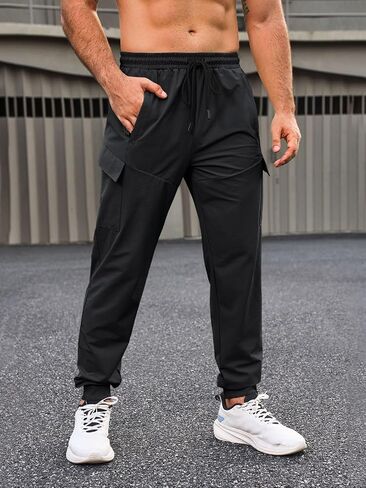 Yousify Mens Sweatpants Athletic Jogger Pants Drawstring Elastic Waist Workout Sports Track Pants with Zipper Pockets in Kuwait