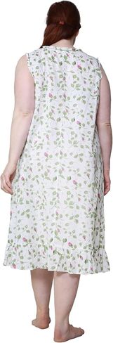 La Cera Women's Plus Size 100 ٪ Cotton Sleveless Rose Vine Lightgown in Saudi Arabia