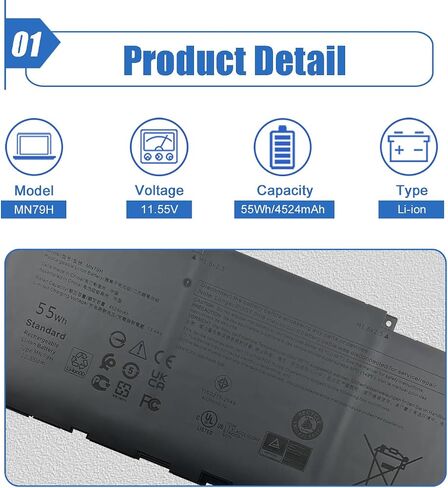 بطارية كمبيوتر محمول Dentsing WY9DX متوافقة مع Dell Latitude 5420 5520 Precision 15 3560 Series Notebook RJ40G 075X16 0WK3F1 0M3KCN 005R42 01K2CF 11.4V 42wh/3500mAh in Saudi Arabia