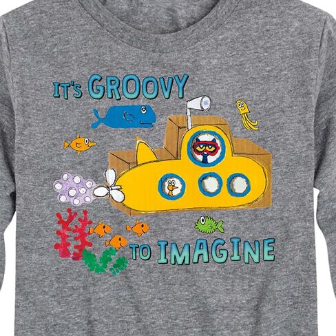 Pete the Cat - Its Groovy to Imagine - Toddler and Youth Long Sleeve Graphic T-Shirt in Kuwait