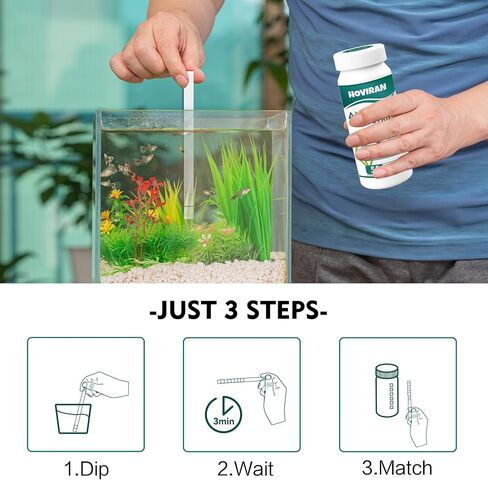 7 in 1 Aquarium Test Strips, 125ct Fish Tank Test Strips for Freshwater Saltwater Pond, Accurate Water Testing Kit Aquarium for Chlorine, Total Hardness, Carbonate, Alkalinity, Nitrate, Nitrite and pH in Kuwait