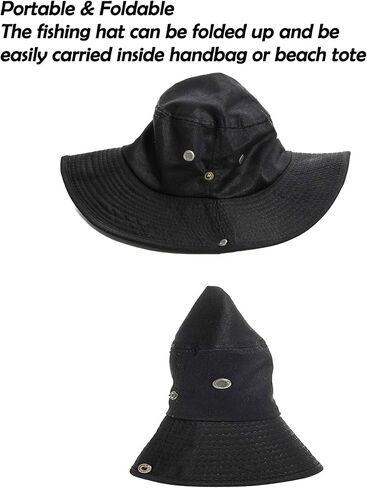 Womens Sun Hat Wide Brim Bucket Hats Hiking Fishing UV Protection Safari Boonie Hat for Men Women（L 24" /61cm，M 22.83"/58cm） White in Kuwait