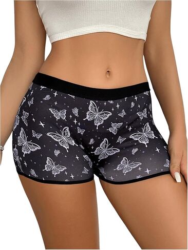 WDIRARA Women's Cute Graphic Boyshorts Boxer Briefs Mid Waist Seamless in Saudi Arabia