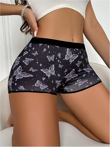 WDIRARA Women's Cute Graphic Boyshorts Boxer Briefs Mid Waist Seamless in Saudi Arabia