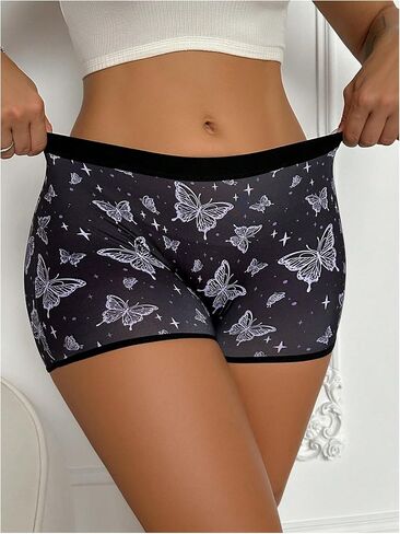 WDIRARA Women's Cute Graphic Boyshorts Boxer Briefs Mid Waist Seamless in Saudi Arabia