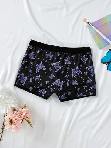 WDIRARA Women's Cute Graphic Boyshorts Boxer Briefs Mid Waist Seamless in Saudi Arabia