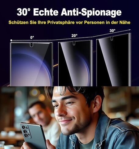 2 Pack Packs for Samsung Galaxy S23 Ultra Privacy Screen Protector 6.8" with Bumper Protective Cover, [Auto Alignment Cabin/Bubble-Free],Anti Spy Film,100% Fingerprint ID Compatible, Case Friendly in Kuwait