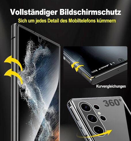 2 Pack Packs for Samsung Galaxy S23 Ultra Privacy Screen Protector 6.8" with Bumper Protective Cover, [Auto Alignment Cabin/Bubble-Free],Anti Spy Film,100% Fingerprint ID Compatible, Case Friendly in Kuwait