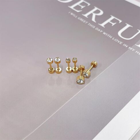 Newzenro 18G Round CZ CLAY CHIP ZIRCONIA CARTILAGE SMITHER STUR ARINGS for Men Women Harbell Tragus Helix Screen Suppert Steel Steel Flat Bud Bupt Buphs Hypoallergenic 3 Bairs 3-5mm in Saudi Arabia