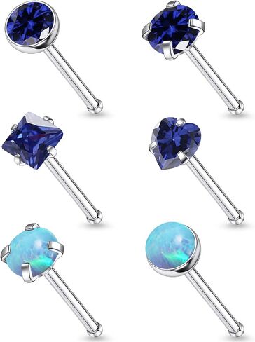 F136 Titanium 20/18g Straight/L Shaped Diamond Nose Rings Studs Piercings Jewelry for Women Men Hypoallergenic in Saudi Arabia