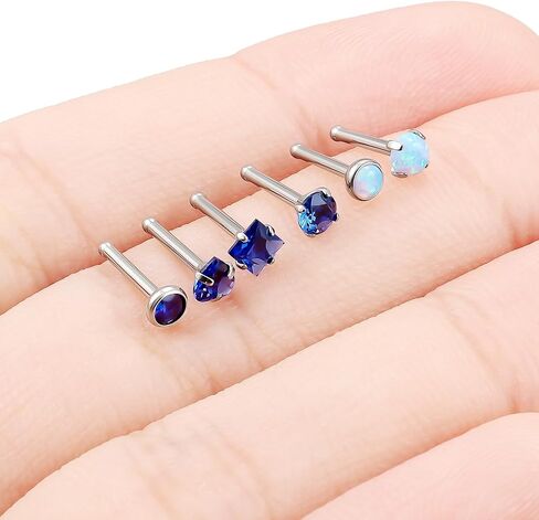 F136 Titanium 20/18g Straight/L Shaped Diamond Nose Rings Studs Piercings Jewelry for Women Men Hypoallergenic in Saudi Arabia