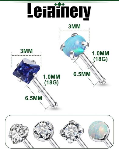 F136 Titanium 20/18g Straight/L Shaped Diamond Nose Rings Studs Piercings Jewelry for Women Men Hypoallergenic in Saudi Arabia