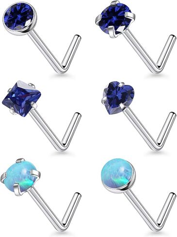 F136 Titanium 20/18g Straight/L Shaped Diamond Nose Rings Studs Piercings Jewelry for Women Men Hypoallergenic in Saudi Arabia