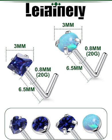 F136 Titanium 20/18g Straight/L Shaped Diamond Nose Rings Studs Piercings Jewelry for Women Men Hypoallergenic in Saudi Arabia