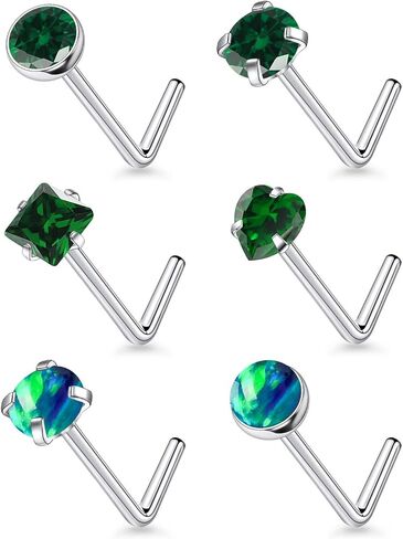 F136 Titanium 20/18g Straight/L Shaped Diamond Nose Rings Studs Piercings Jewelry for Women Men Hypoallergenic in Saudi Arabia