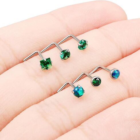 F136 Titanium 20/18g Straight/L Shaped Diamond Nose Rings Studs Piercings Jewelry for Women Men Hypoallergenic in Saudi Arabia