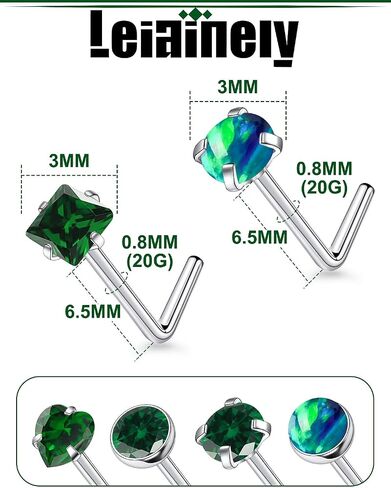 F136 Titanium 20/18g Straight/L Shaped Diamond Nose Rings Studs Piercings Jewelry for Women Men Hypoallergenic in Saudi Arabia