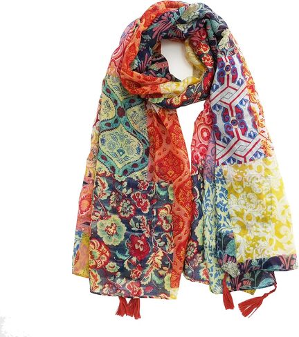 Jerla Large Boho وشاح للنساء خفيفة الوزن الأزهار الأوشحة المطبوعة خريف الشتاء أزياء شال in Kuwait