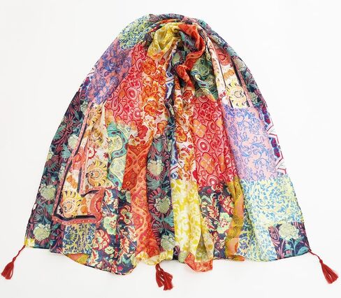 Jerla Large Boho وشاح للنساء خفيفة الوزن الأزهار الأوشحة المطبوعة خريف الشتاء أزياء شال in Kuwait