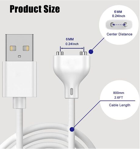 2.6Ft Magnetic USB DC Charger Cable Replacement Charging Cord (7mm(0.27in)) 2Pack in Saudi Arabia