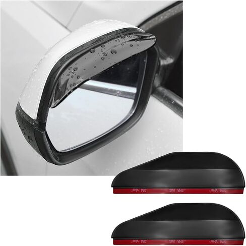 2 PCS Car Side Mirror Rain Guards, Waterproof Carbon Fiber Rearview Mirror Eyebrow Rain Guard, Automotive Rearview Mirror Sun Visor Protector, Exterior Car Accessories (Black) in Saudi Arabia