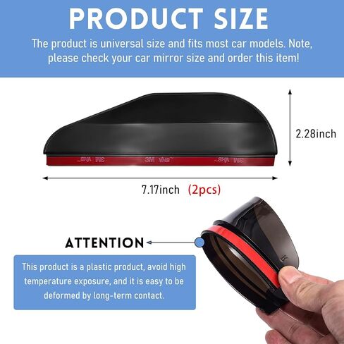 2 PCS Car Side Mirror Rain Guards, Waterproof Carbon Fiber Rearview Mirror Eyebrow Rain Guard, Automotive Rearview Mirror Sun Visor Protector, Exterior Car Accessories (Black) in Saudi Arabia