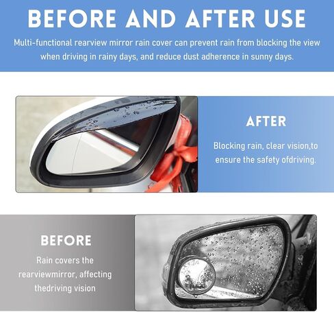 2 PCS Car Side Mirror Rain Guards, Waterproof Carbon Fiber Rearview Mirror Eyebrow Rain Guard, Automotive Rearview Mirror Sun Visor Protector, Exterior Car Accessories (Black) in Saudi Arabia