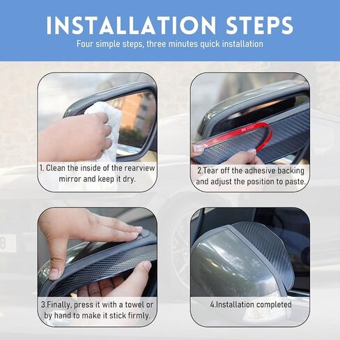 2 PCS Car Side Mirror Rain Guards, Waterproof Carbon Fiber Rearview Mirror Eyebrow Rain Guard, Automotive Rearview Mirror Sun Visor Protector, Exterior Car Accessories (Black) in Saudi Arabia