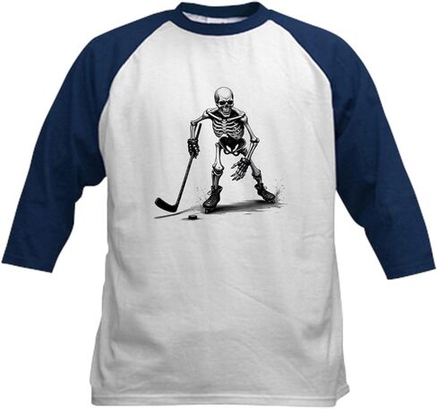 Cafepress Skeleton يلعب الهوكي الذي يواجه الأطفال البيسبول T Shirt Kids Cotton Baseball Jersey ، 3/4 Raglan Sleeve Shirt in Kuwait